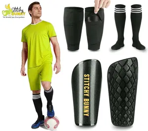 Stitchy Bunny Slip-in Shin Guards - Lightweight Soccer Protection with Compression Sleeves for Kids Youth & Adults - High Impact Polypropylene Shell & EVA Foam for Superior Safety
