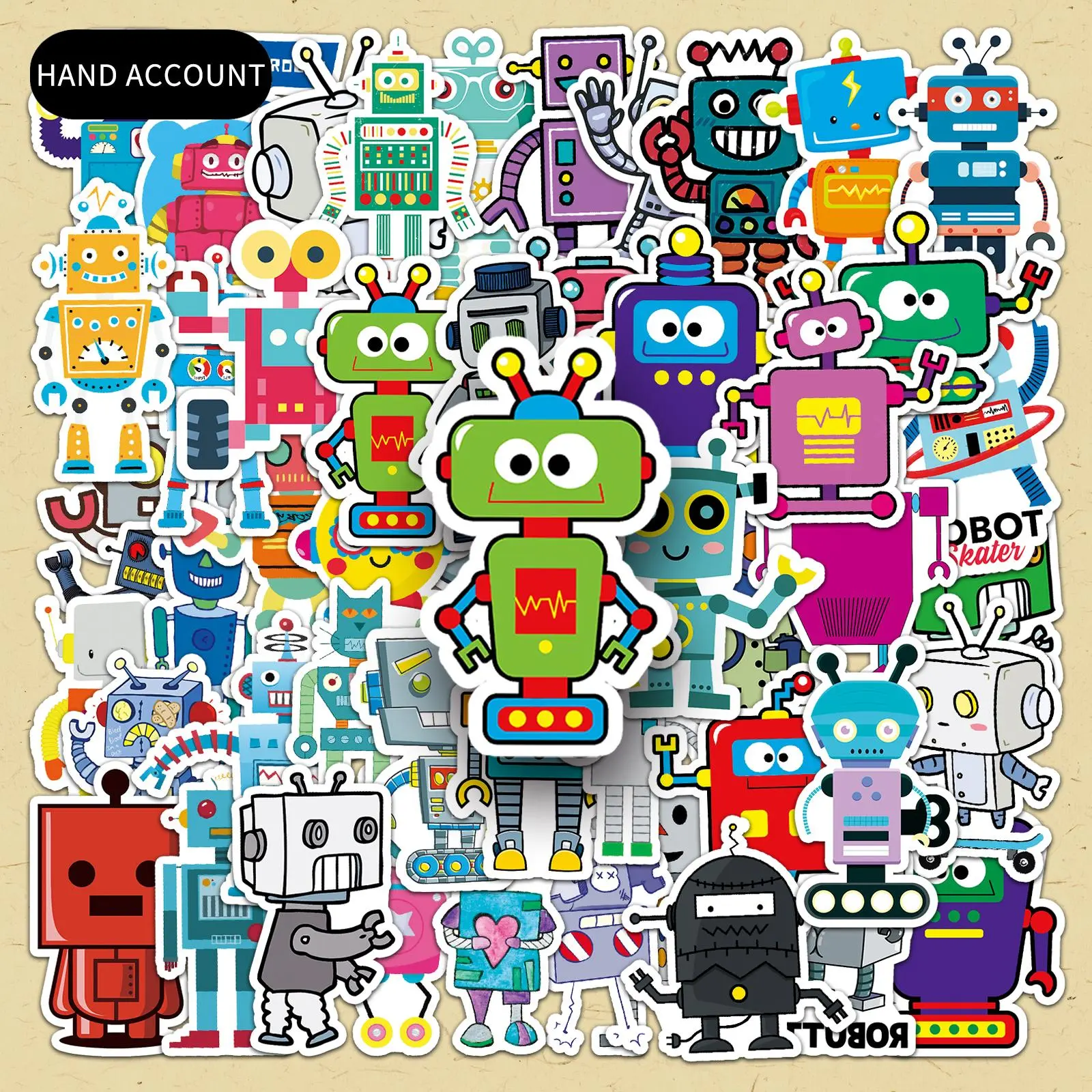 Robot Pattern Sticker, 51pcs/set Creative Cartoon Robot Sticker, DIY Decorative Sticker for Scrapbooking, Journaling, Gift Wrapping