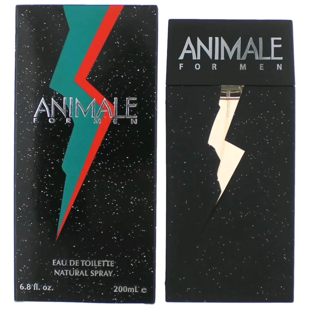 Animale Distinctive Eau de Toilette Unisex Fragrance - 6.8 oz (200 ml) Bottle, Lightning Motif, Natural Spray for Men