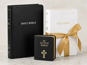 KJV Bible Gift Bundle – Mini Pocket Bible 2” + Gift & Award Bibles (Black & White Leather-Look, Red Letter, Easy Read Editions)