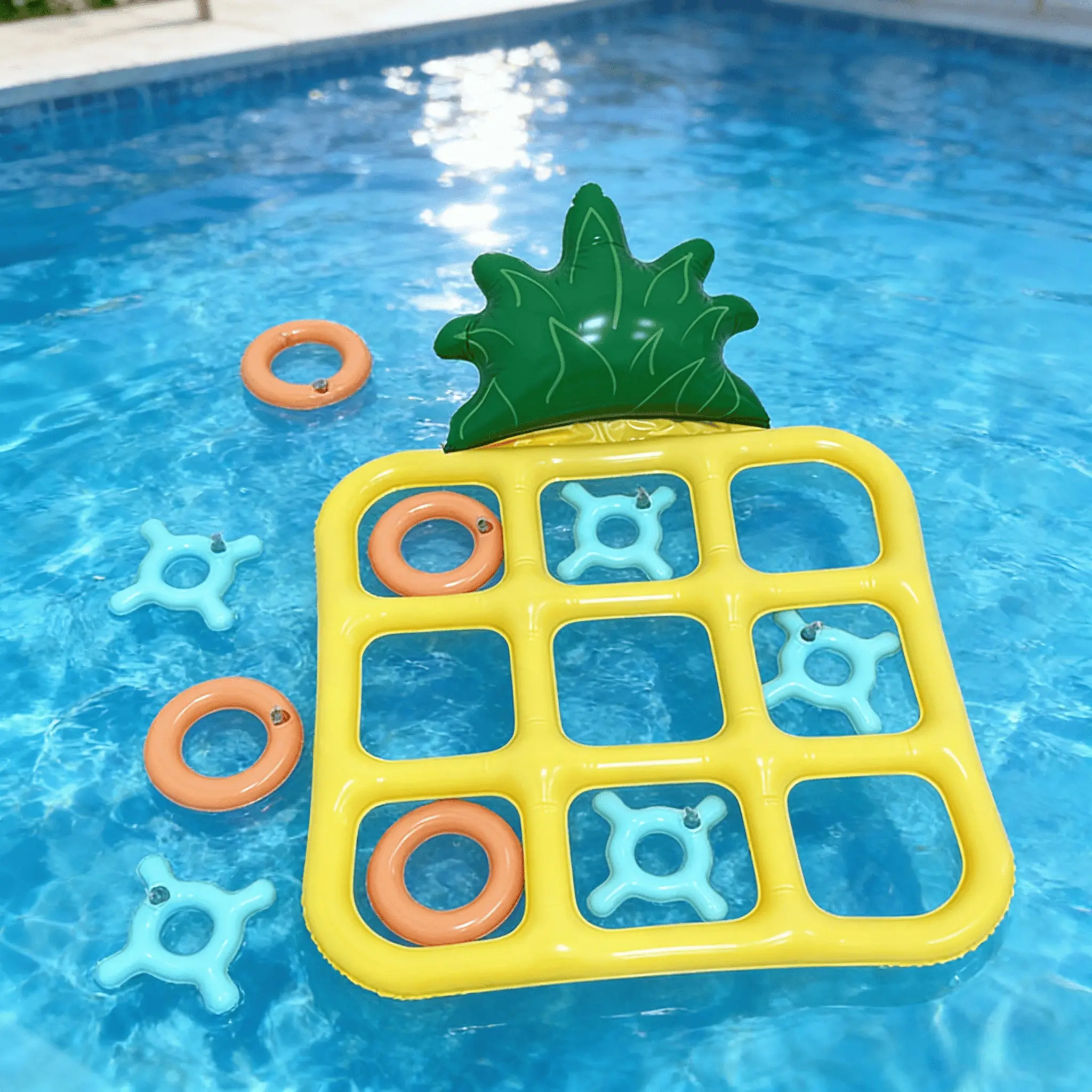11pcs Inflatable Nine-Square Throwing Complete Game Set, Pineapple Circle Cross Shape, Water Land Outdoor Game Props, Fun Family Entertainment