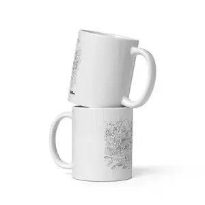 White glossy mug Mall World Hand Drawn Map