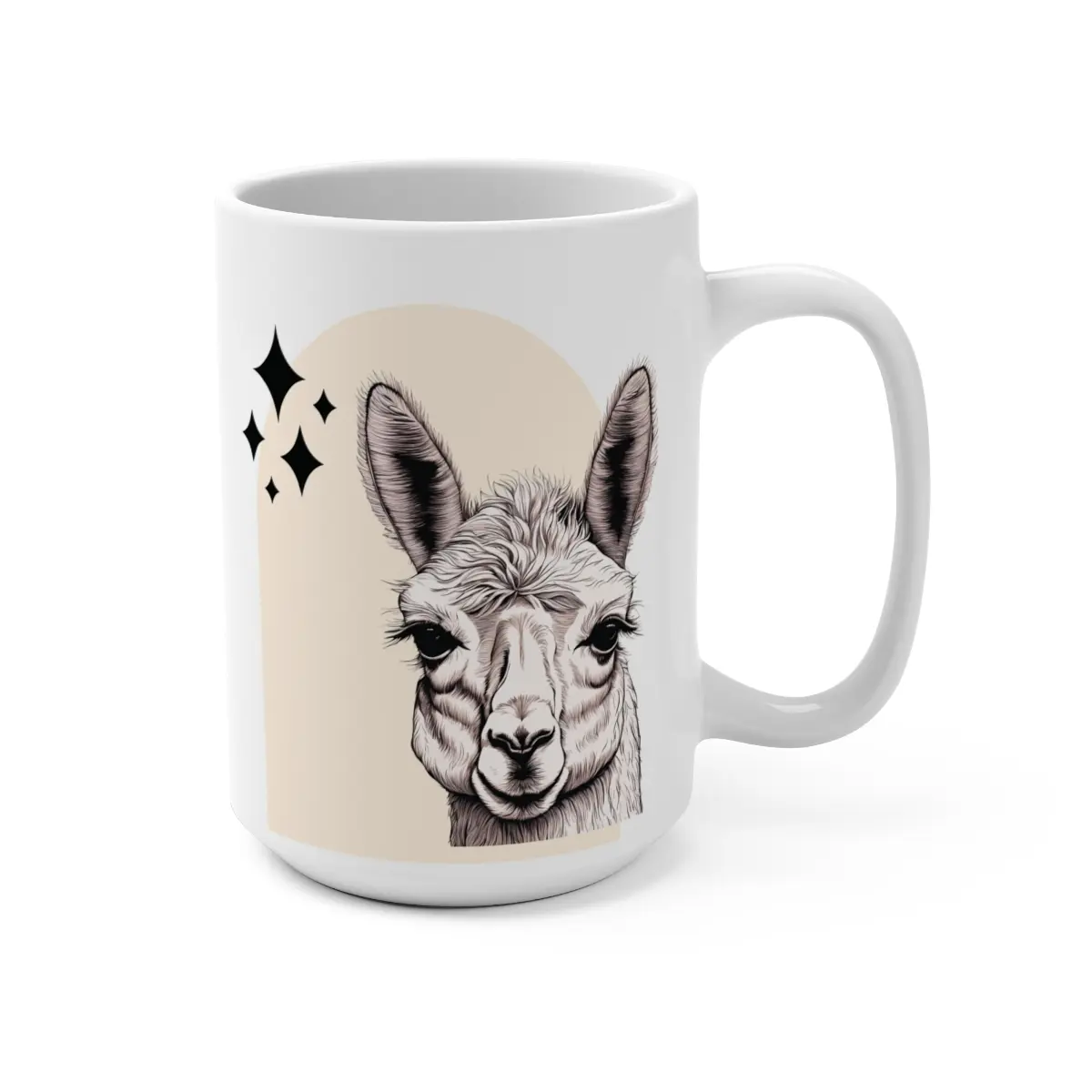 Boho Llama Mug, Large Coffee Cup, Rustic Animal Lover Gift, Farmhouse Kitchen Decor, Unique Ceramic Tea Mug, Nature Lover Drinkware