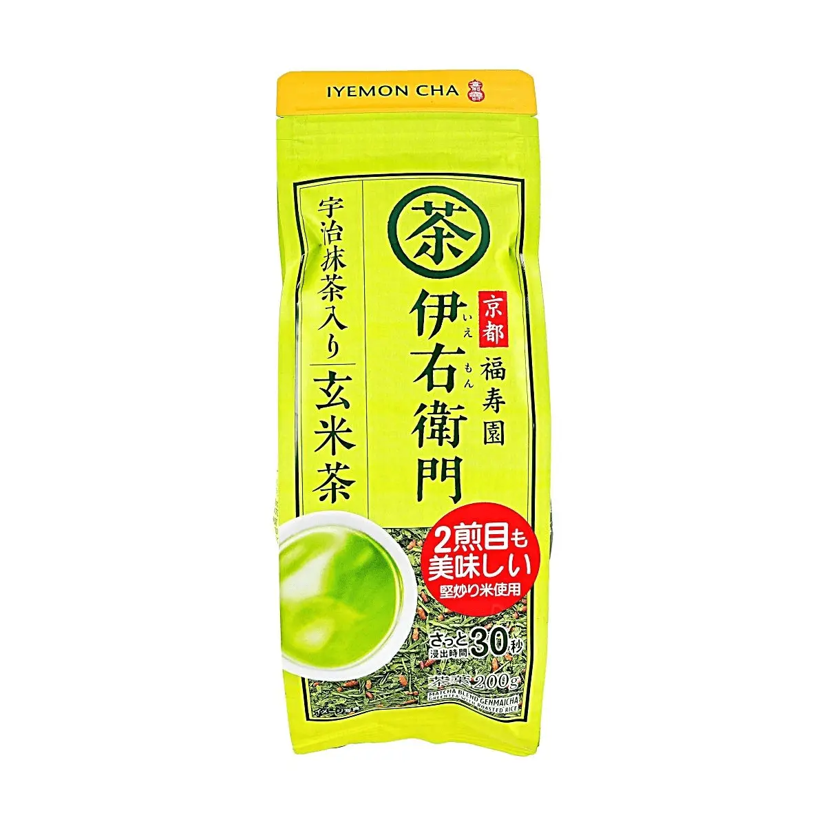 UJINOTSUYU IYEMON Matcha Genmaicha Tea 200g - Japanese Roasted Brown Rice Green Tea for Hot Brew & Cold Brew