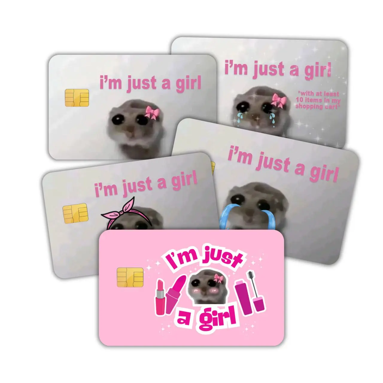 I'm Just a Girl Cute Funny Credit Card Sticker – Viral Meme Design Kawaii Debit Card Skin Stickers