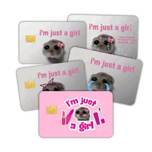 I'm Just a Girl Cute Funny Credit Card Sticker – Viral Meme Design Kawaii Debit Card Skin Stickers