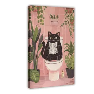 Bathroom Cat Reading Newspaper Print For Toilet Wall Art Print Maximalist Bathroom Decor Toilet Poster Cat Lover Gifts