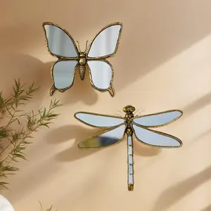 Vintage European Mirror Frame, Dragonfly Butterfly Relief Picture Frame, Home Decor Wall Art, Elegant Light Luxury Hanging Decoration