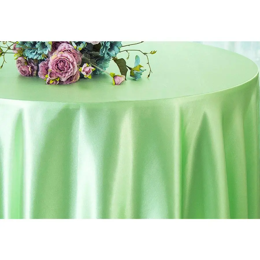 108" Seamless Round Satin Tablecloth - Mint Green (1pc)