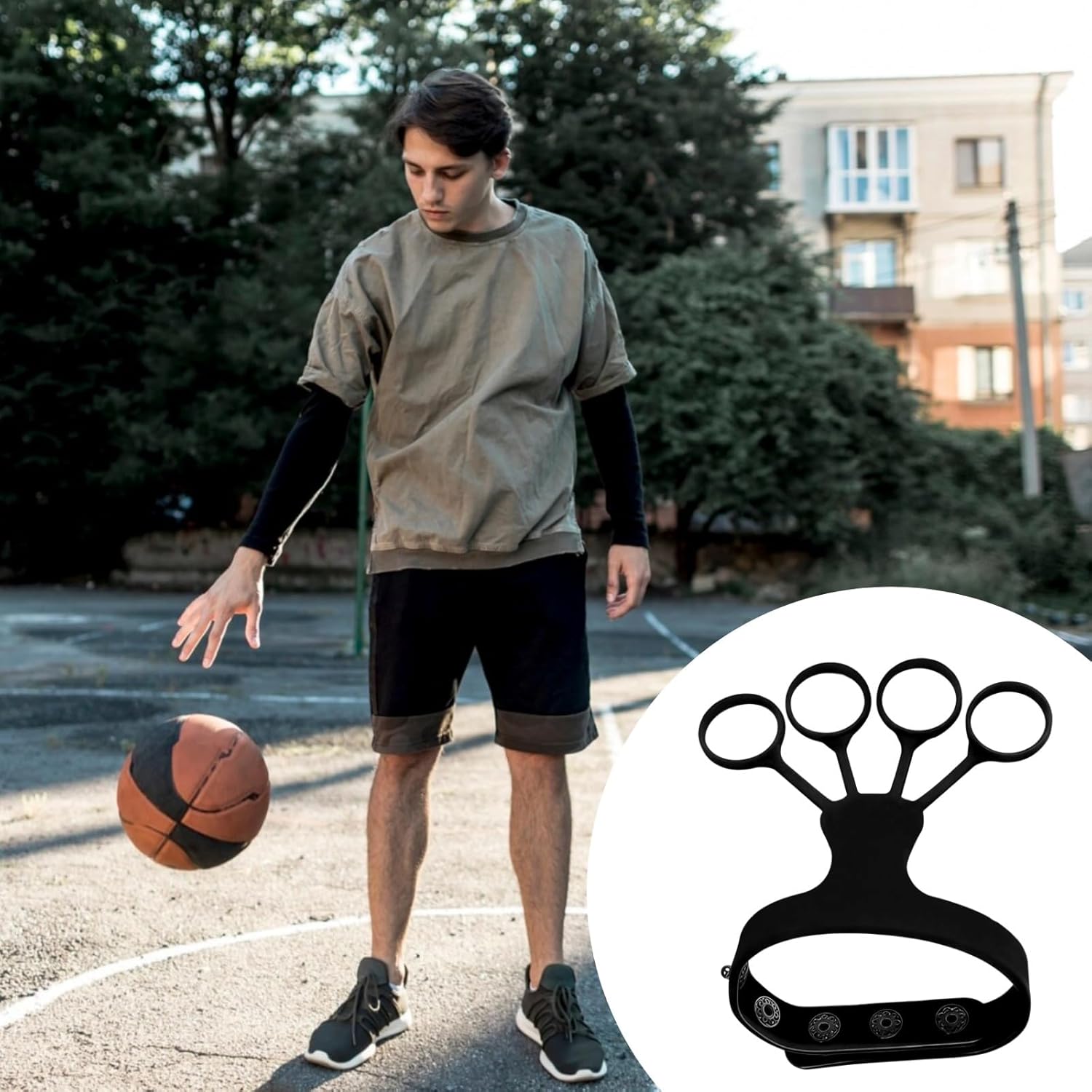 Basketball Shooting Aid, Training Equipment for Improving Shot and Form, Set of 2 Silicone Strap Resistances, Green and Black