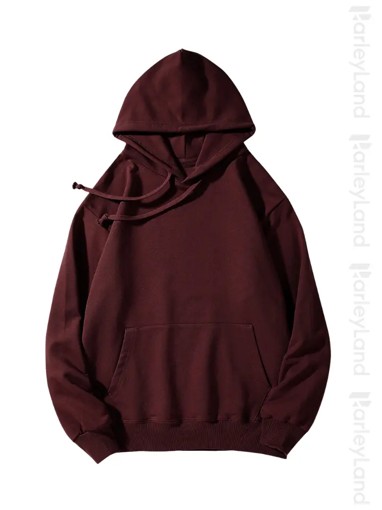HarleyLand Unisex Oversized Fleece Hoodie Pullover, Buttery Soft Cotton Sweatshirt, Casual Daily Outfit with Functional Kangaroo Pocket and Stretch Ribbed Details