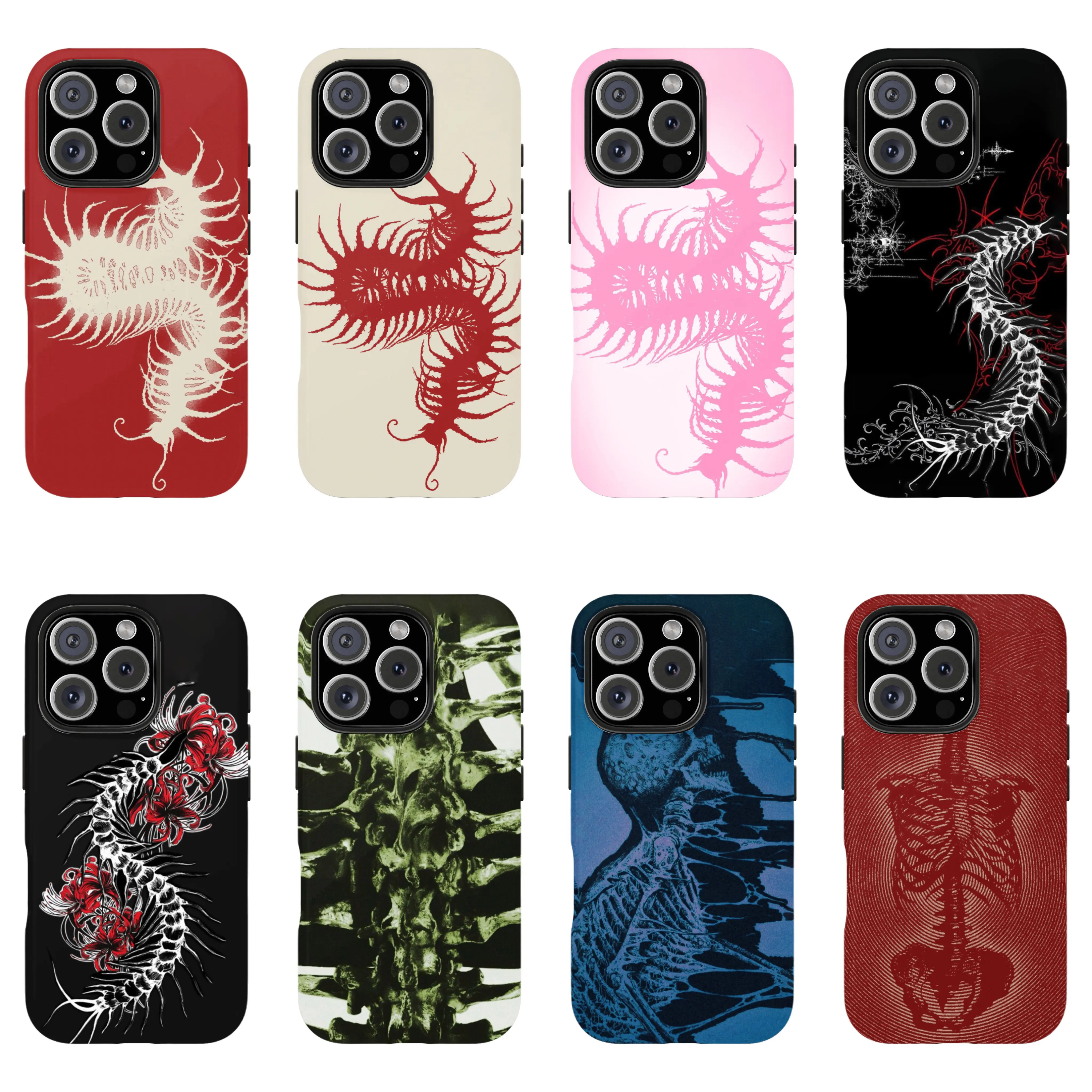 Vintage Textured Scolopendra Centipede Phone Case| Y2K Weirdcore Aesthetic, For iPhone 11-17 Pro Max & Samsung S22-S26| Edgy Gift For Anime Lovers & Alternative Style Fans, Accessories