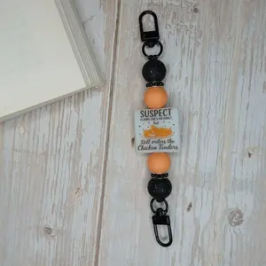 E-Reader/Phone Strap Suspect Claims She's An Adult Chicken Tenders Interchangeable Soft Durable Silicone Beads Stylish Focal Bead 1.5mm Nylon Cord Swivel Clasps Gift for Bookworms