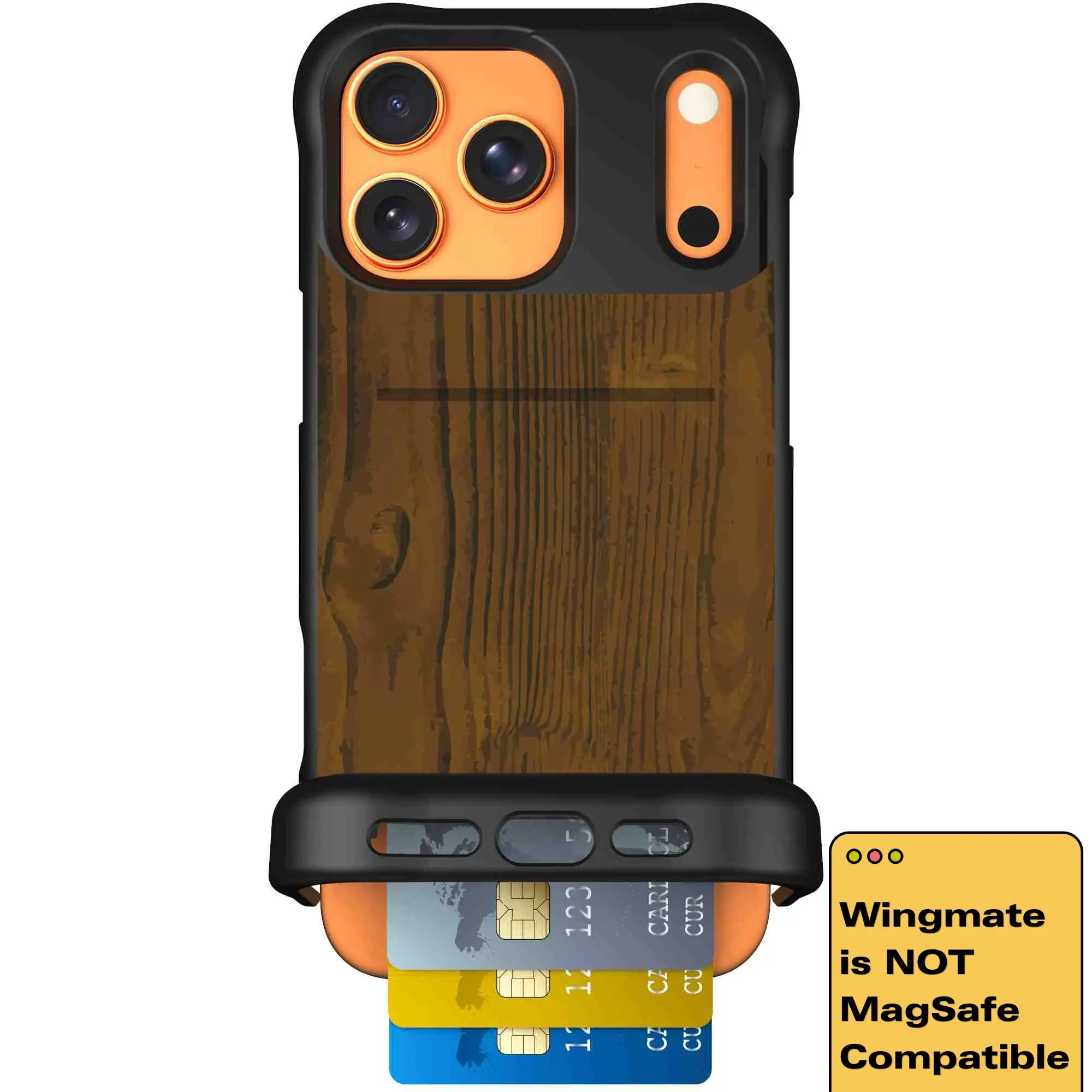 Scooch Wingmate Hidden Wallet Case - Wood Grain (Not MagSafe Compatible)