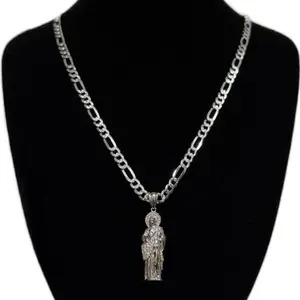 Cadena y Dije de San Judas Tadeo 3D de Plata 925 Silver Necklace with Pendant and Chain