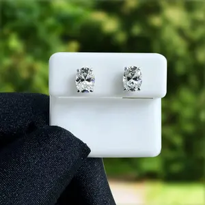 Moissx Oval Shaped Stud Earrings 925 Pure Sterling Silver with 3CTW Moissanite VVS D Color