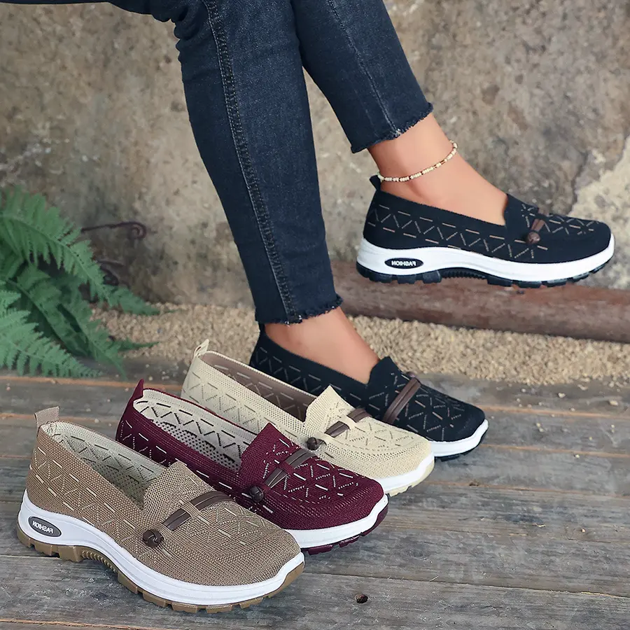 Women Walking Shoes Platform | Canvas Upper Injection-Molded Sole  Wide Toe Box Slip-On | Comfortable Chunky Sole Daily Sneakers Soft cushioned mom shoes with breathable upper for long daily walks
