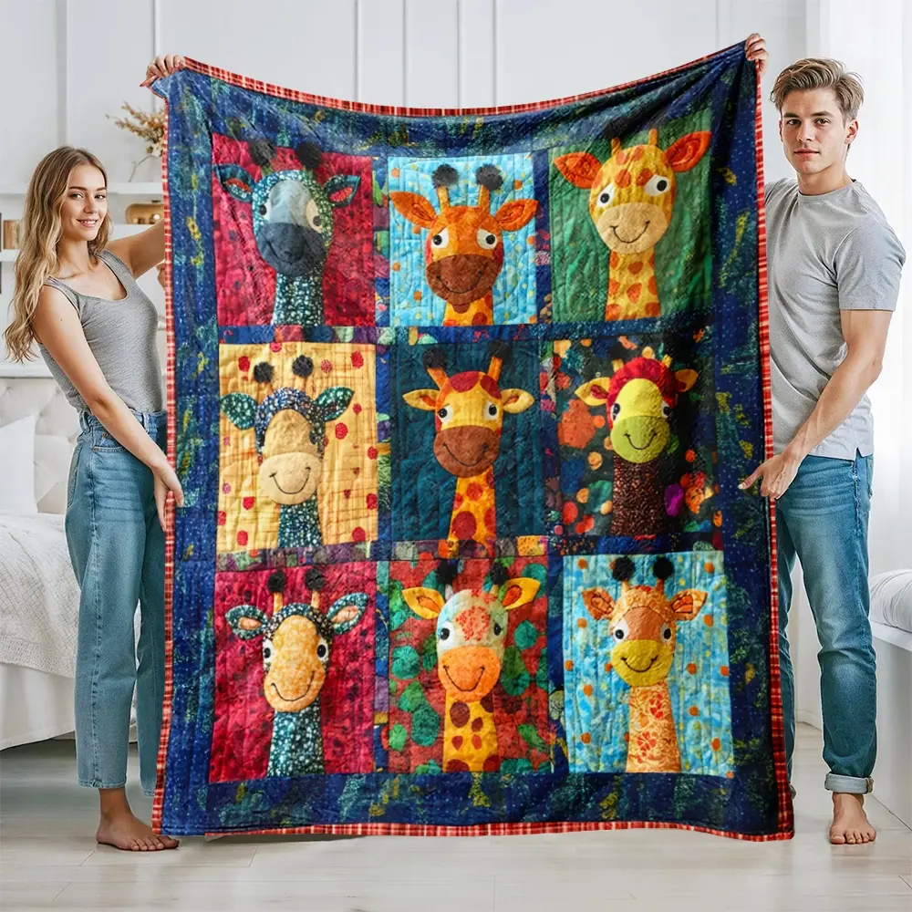 Cute Giraffe Cartoon Plush Blanket, Soft and Comfortable Polyester Throw, Casual Soft Blanket, Rectangle Design, Perfect for Various Scenarios, Soft Cozy Blanket, Soft Blankets