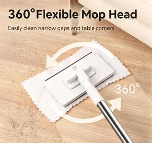 Snap grip mini mop with Four Cloths - 100cm Handle - 16cm x 8.5cm Head - 39.37in - 6.3in - 3.35in - Random Colors - 4 Pieces, Kitchen, Tool