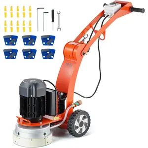 VEVOR 10" Electric Concrete Floor Grinder, 1.7HP Walk-Behind Polisher, 1300W Grinding Machine with 1720RPM Brushless Motor, Heavy-Duty Surfacing Tool for Granite and Concrete Floors