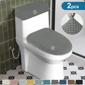 1/set fresh solid color elastic corn kernels toilet seat cover, bathroom sanitary napkin cover, suitable for all seasons wrapped U-shaped adapter