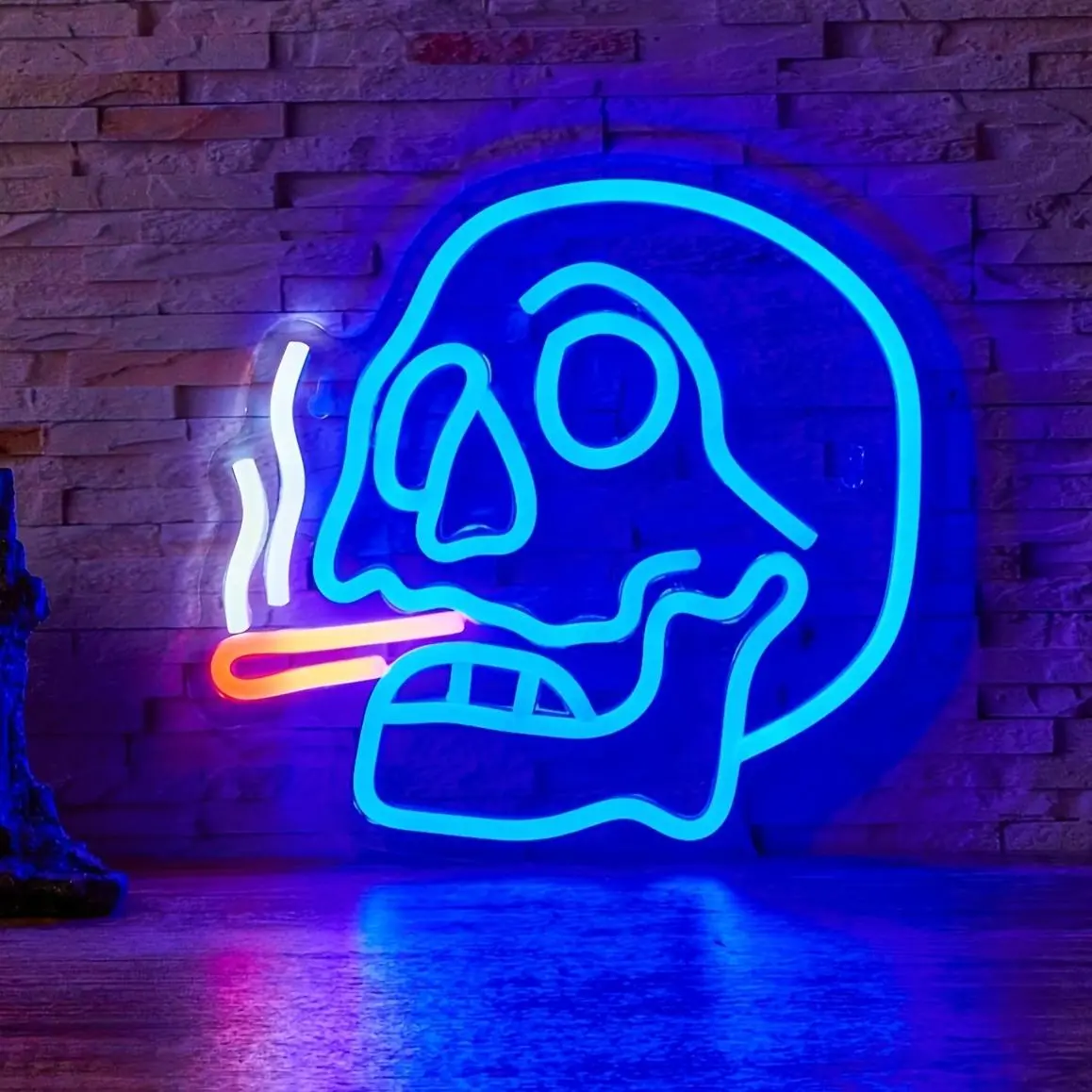 Skull Smoke Shape Neon Light for Halloween Party Decoration, USB Powered Indoor Lamp, Decorative Lamp, Decorative Atmosphere Lighting, Unique Spooky Atmosphere Creator, Led Neon Lights