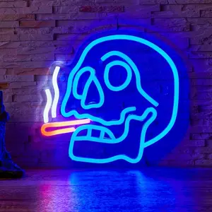 Skull Smoke Shape Neon Light, Neon Accent Lights for Halloween Party Decoration, USB Powered Indoor Lamp, Unique Spooky Atmosphere Creator