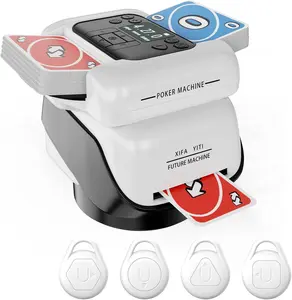 2-in-1 Automatic Card Shuffler & Dealer for 1-2 Decks Support 8 Players, 4 Drawing Remotes, Rechargeable Card Dealer Machine, Preset Games for Poker, UNO, Blackjack, Texas, Crazy Eights