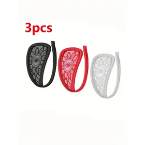 3pcs of Women's romantic invisible C-shaped pants, T-shaped pants, lace underwear, mesh sexy underwear set, Panties for Women, Vibrating Panties Thong with Remote, Vibrating Underwear for Female, Open Crotchless Panties, Personalised Thong,  Soft Breathab