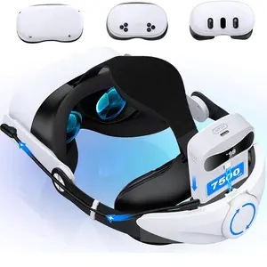 VR Head Strap for Meta Quest 3S/Quest 3/Quest 2, 7500mAh Battery Pack, with Cotton BackPad, Adjustable Headset Strap, Replacement for Elite Strap, Lightweight, Reduce Pressure for Oculus Head Strap