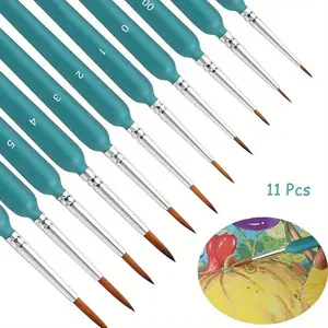 Micro Brush Set, 11pcs/set Fine Detail Nib Brush Set with Ergonomic Handle, Suitable for Acrylic Oil Watercolor Face Nail Scale Model Painting