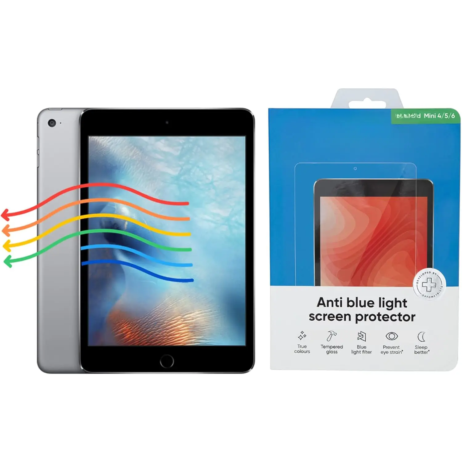 Anti Blue Light Tempered Glass Screen Protector for  iPad Mini 4/5 (8") - Blue Light Filter for iPad - Anti Glare - Protect Your Eyes & Improve Sleep