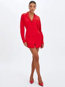 Blythe Cherry Red Batwing Blazer Mini Dress