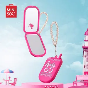 Barbie Foldable Mini Mirror Double-sided Makeup Mirror Cosmetic Mirror With Strap Portable Pocket Size Makeup Tool For Travel Outgoing Barbie Daylight Shine Collection
