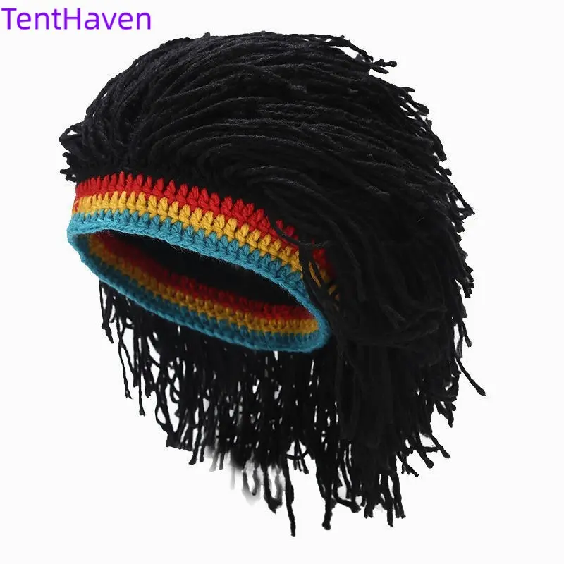 2026 Funny Headsets, Dirty Braids, Knitted Hats, Hip Hop Party Hats, Men's and Women's Trendy Personality, European and American Warm Knitted Wig Hats, Trendy