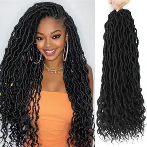 Alrence Goddess Locs Crochet Hair 18 Inch 6 Packs Faux Locs Crochet Hair Pre Looped Crochet Hair for Black Women Soft Faux Locs with Curly Ends