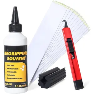 Golf Grip Kit for Regripping Golf Clubs - Come with 15 Golf Grip Double Sided Tape Strips, 5oz Grip Solvent, Hook  & Rubber Vise Clamp - Professional Quality Golf Grip Kit