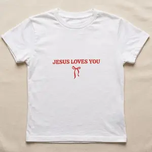Jesus Loves You Baby Tee, Christian Kindness Y2K Women's Shirt, Positive Religious Retro 90s 2000s Baby Tee, Faith Gift for Her
