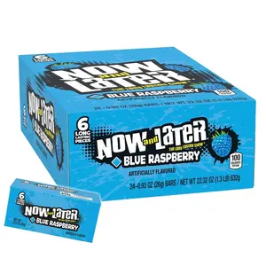 Now and Later Blue Raspberry Flavor Candy , 0.93 Ounce Bars (Pack of 24)