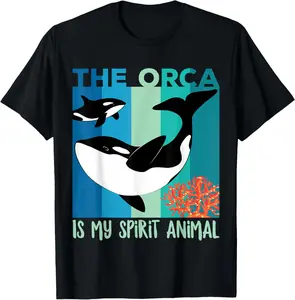 Casual Cotton shortsleeve tees  The Orca Is My Spirit Animal Cute Orca Women Men Whale T-Shirt