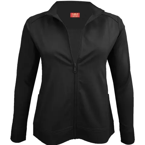 M&M SCRUBS Women's Ultra Soft Stretch Scrub Jacket, Zip Front Long Sleeve Medical Scrubs for Women with Patch Pockets
