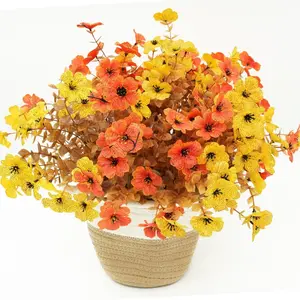 Artificial flowers for outdoor and indoor garden home decoration, plastic faux flowers, artificial 12-bloom violet flowers, fake flowers for indoor and outdoor decor, faux plants for garden and porch, fall and seasonal decorations, UV-resistant faux plant