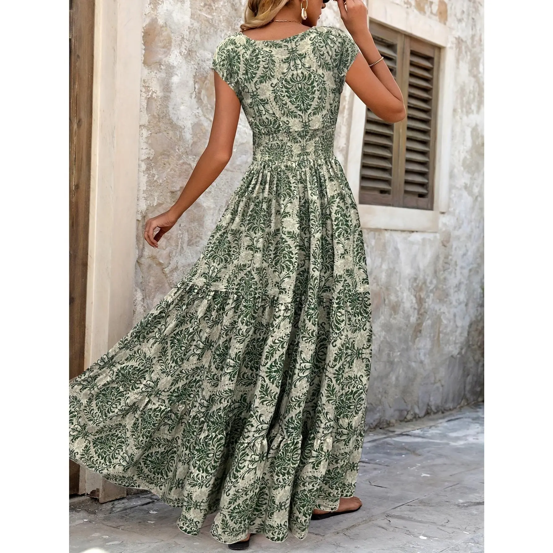 green polyester dress Malvern Maxi Dress Green main image 1
