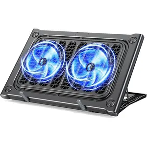 Laptop Cooling Pad Stand, Laptop Cooler with 2 Silent Fans for 10-15.6 Inch Laptops,6 Levels of Height Adjustable Wind Speed with 2 USB Ports (Black)