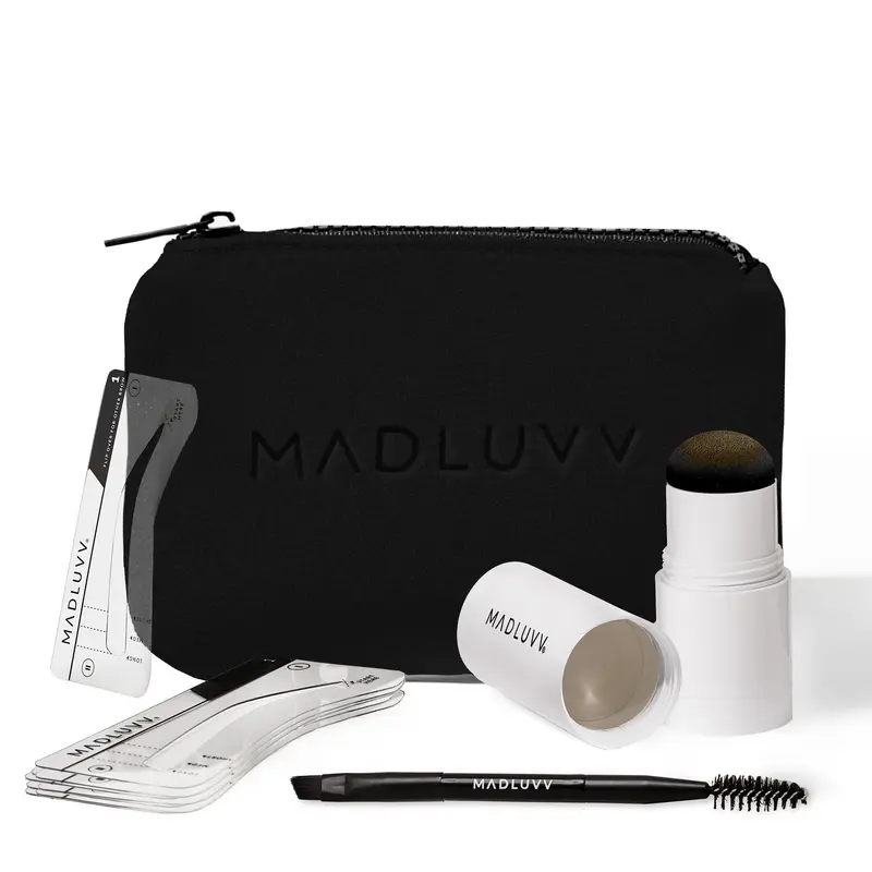 MADLUVV Blonde Brow Stamp Kit - Waterproof Eyebrow Makeup Tool & 9 Stencils for Blonde, Fair, or Light Hair