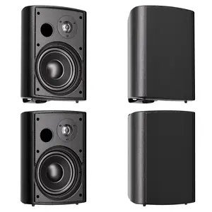 Herdio 6.5-inch Outdoor Wired Speakers with Bluetooth Amplifier Waterproof Wall Mount Sound System for Patio, Deck, Porch (2 Pair Black/White)