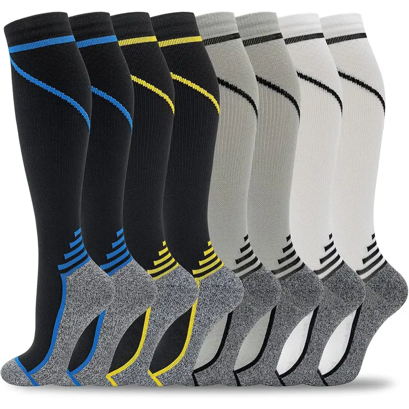 Adults' 8 Pairs Small-Medium 20-30 mmHg Targeted Compression Athletic Socks - Sports Running, Workout Socks for Male & Women, Medical Nurse Travel Use