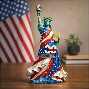 Independence Day Angel Resin Figurine Craft Decor, Patriotic Angel with Flag Skirt Stand, Home Decoration Accessory