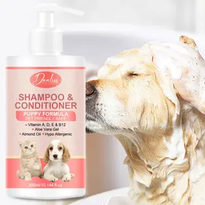 Natural 5-In-1 Pet Shampoo with Vitamin a & Aloe Vera, Ideal for Smelly Dogs, 300ML Liquid Dog Wash, Gentle Cleansing Formula, Grooming Products