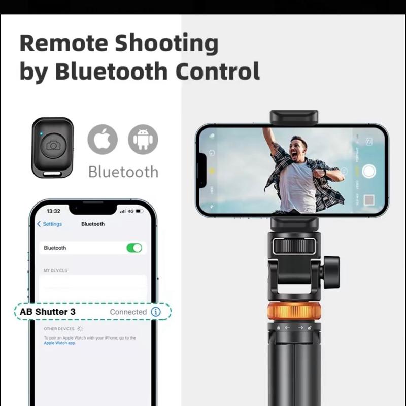 61" Phone Tripod for Live Streaming & Vlog Extendable Selfie Stick with Bluetooth Remote for iPhone Android Professional Grade Nylon 6/6 Aluminum Ring Locks 360° Ball Head